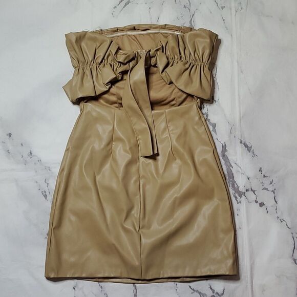 Do+Be Tan Faux Leather Mini Dress - Picture 5 of 5